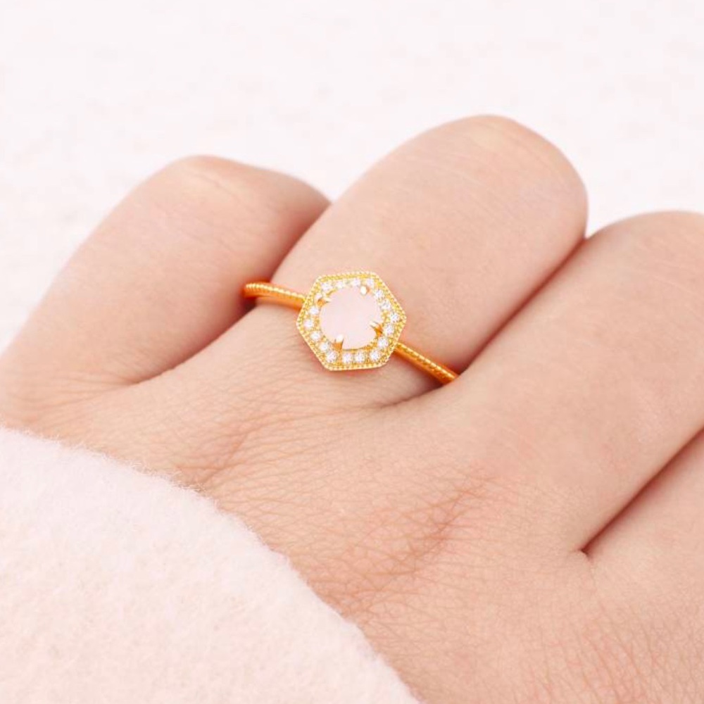 Moonstone Manifestation Band Ring mint & lily